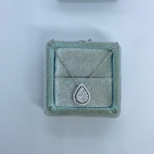 Pear Diamond Pendant, 18K White Gold Tear Drop Diamond Necklace, Diamond Solitaire Necklace Adjustable Chain image 3