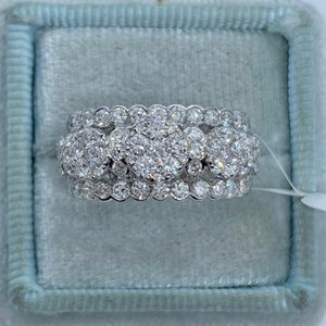 Wide Diamond Band, Anniversary Band, 18K White Gold Diamond Wedding Band Ring, Genuine Diamond Right Hand Ring