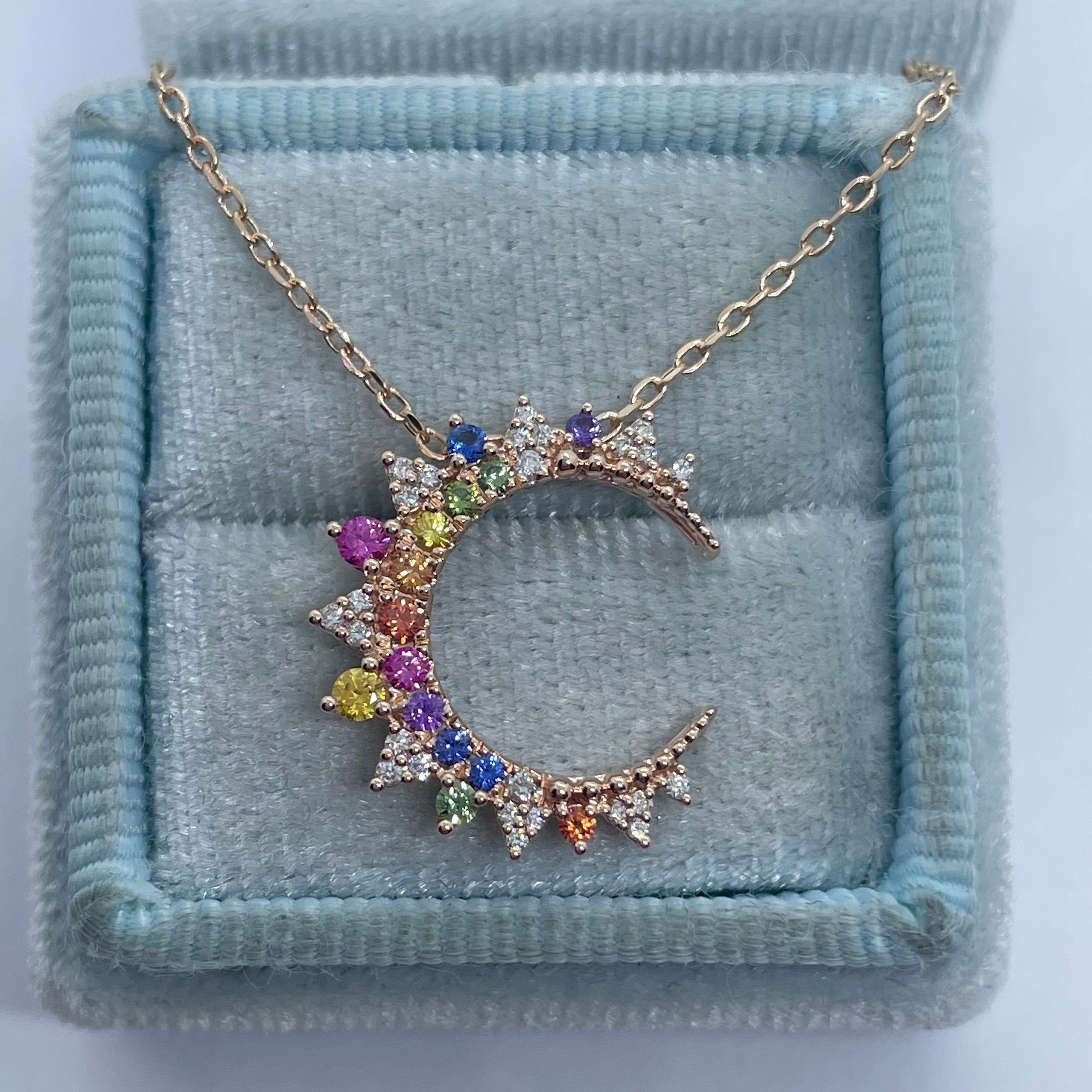 Moon Necklace Rainbow Moon Necklace Sun 