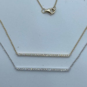 Diamond Bar Necklace, Bar Necklace, Diamond Bar Pendant, 14K White Gold Dainty Diamond Necklace, Pave Diamond Bar Necklace