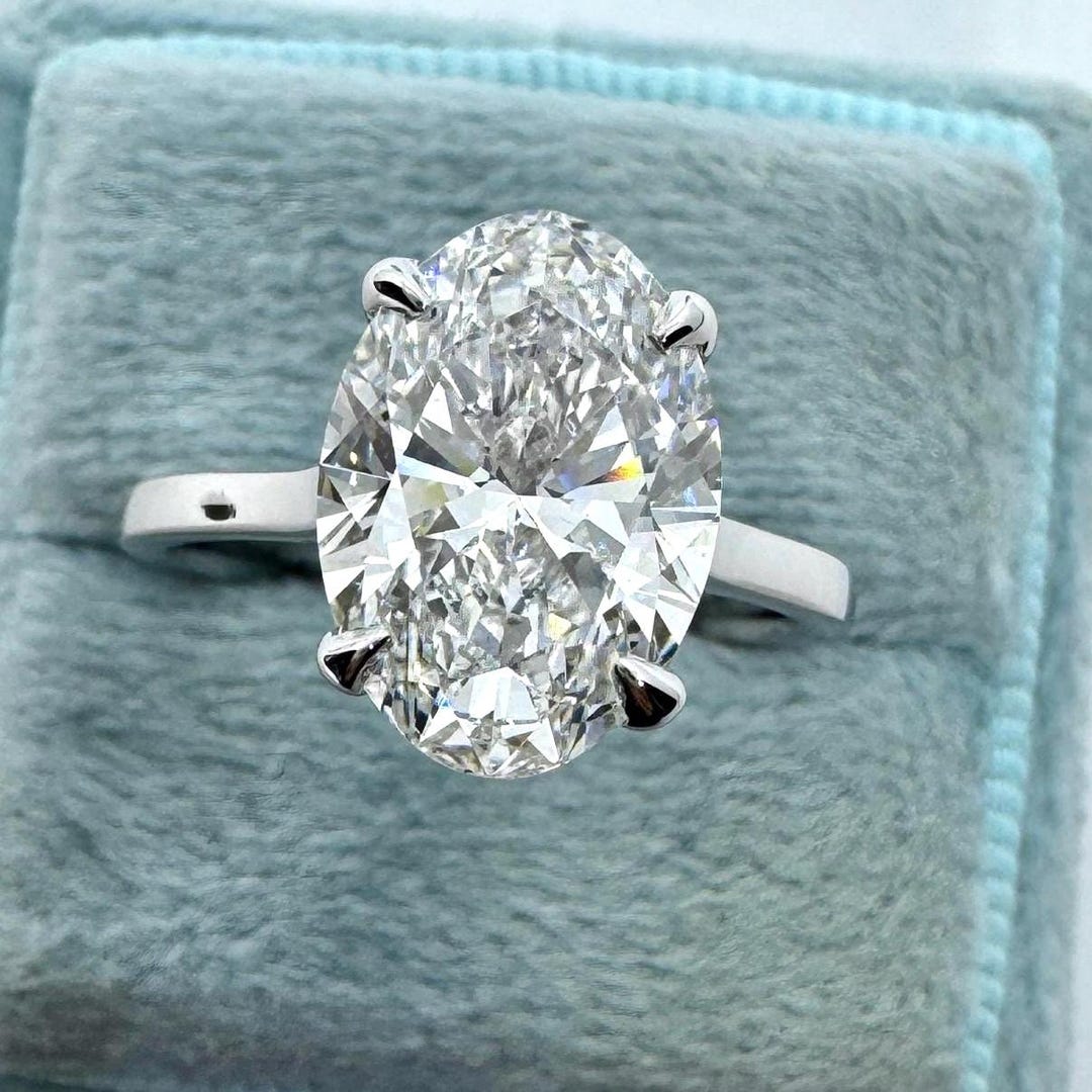 Oval Lab Diamond Halo Engagement Ring, 14K White Gold, IGI Certified - Etsy