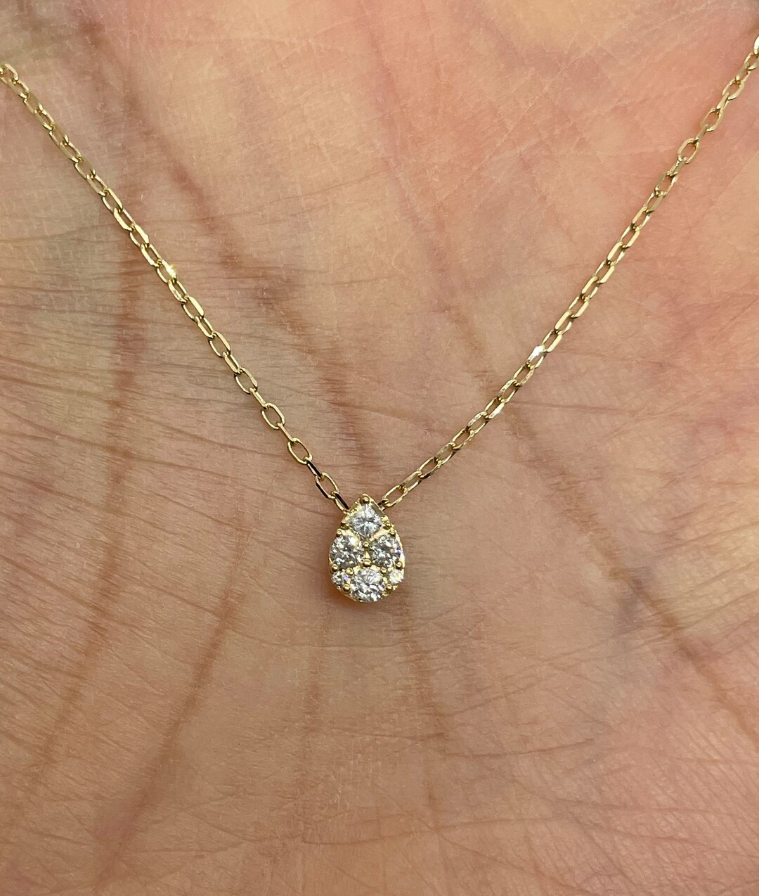 Dainty Diamond Solitaire Necklace, Small Diamond Necklace, Solitaire ...