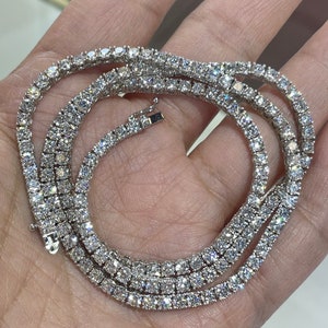 Diamond Tennis Necklace, Lab Diamond Tennis Choker, Diamond Necklace, Diamond Necklace 14K White Gold 15.5 Carats