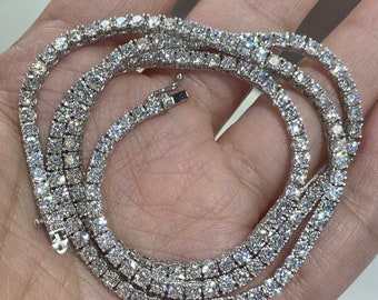 Lab Diamond Tennis Necklace, 14K White Gold Choker, 15.5 Carats