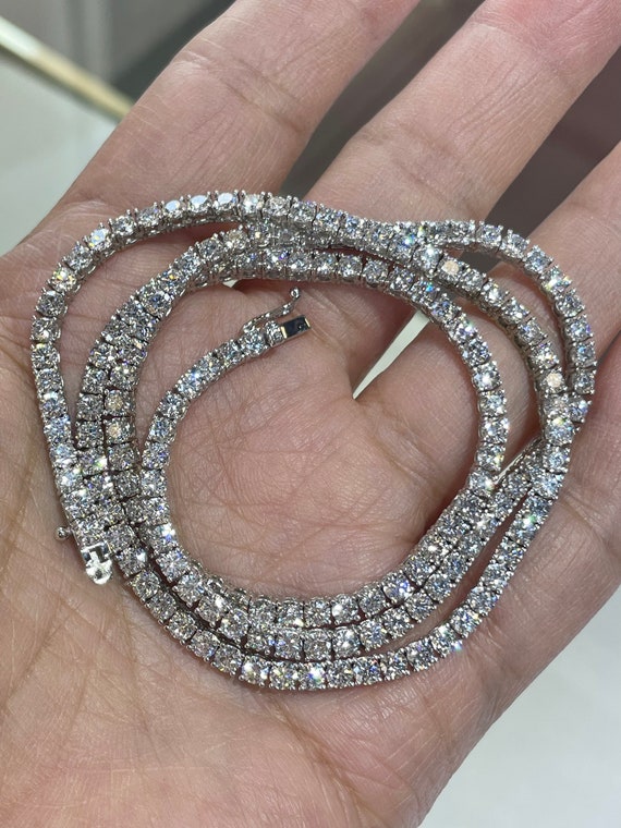 Lab Grown Diamond Graduated Tennis Necklace 14k Rose Gold 5ct - AZ9258