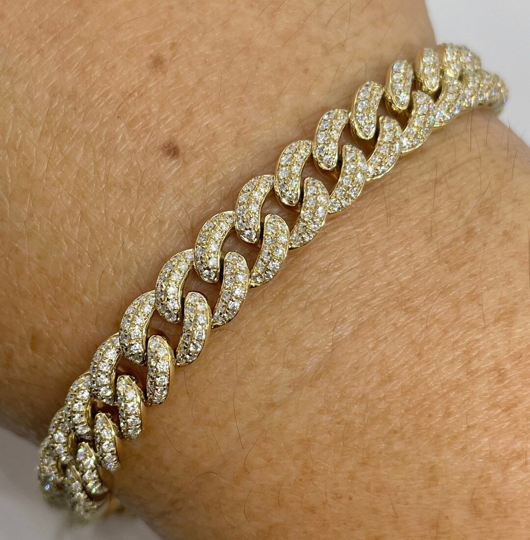 Buy Diamond Link Bracelet Yellow Gold, Cuban Link Diamond Bracelet