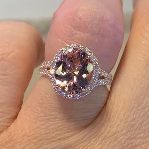 Morganite Ring, Oval Cut Morganite and Diamond Ring, Right Hand Ring Cocktail Ring Statement Ring Art Deco Antique