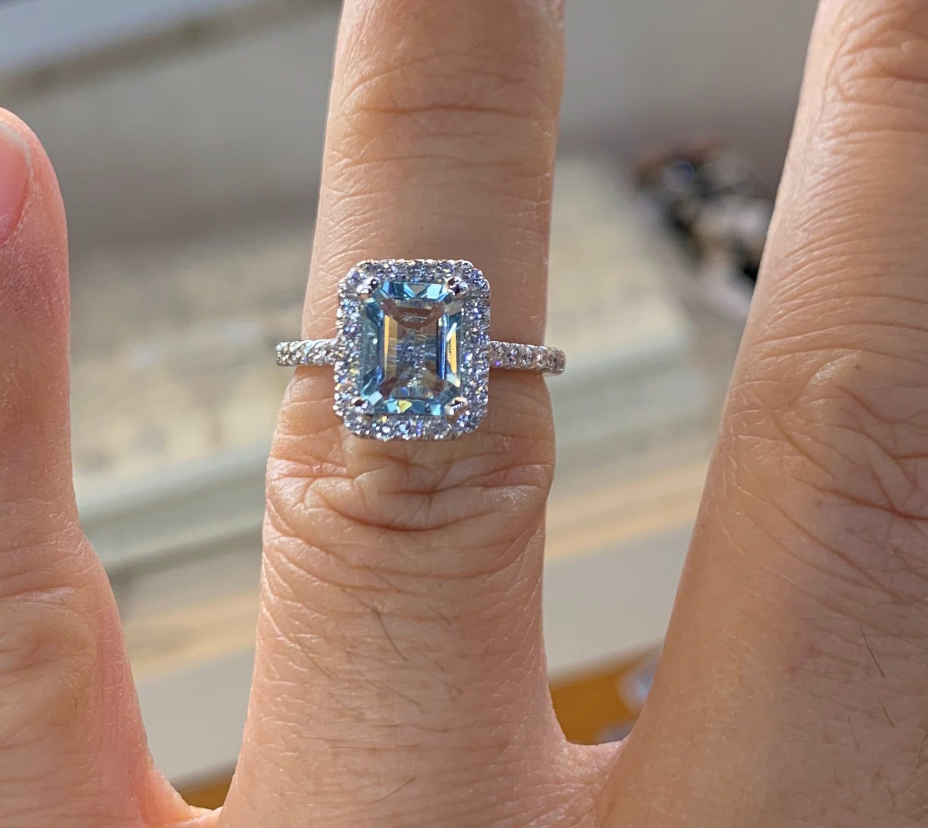 Genuine Aquamarine Ring Aquamarine Diamond Ring Aquamarine - Etsy