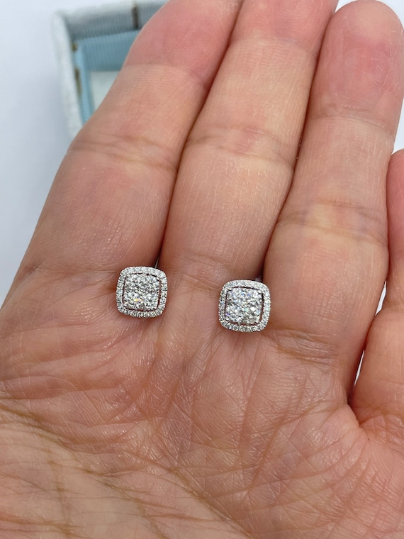 Cushion diamond earrings deals