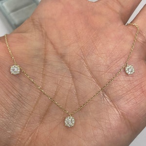 Diamond Station Necklace Yellow Gold, White Gold Diamond Necklace, Diamond By the Yard, Diamond Fashion Necklace