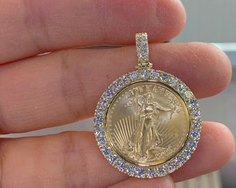 Diamond Gold Coin Pendant Gold Coin Medallion Necklace