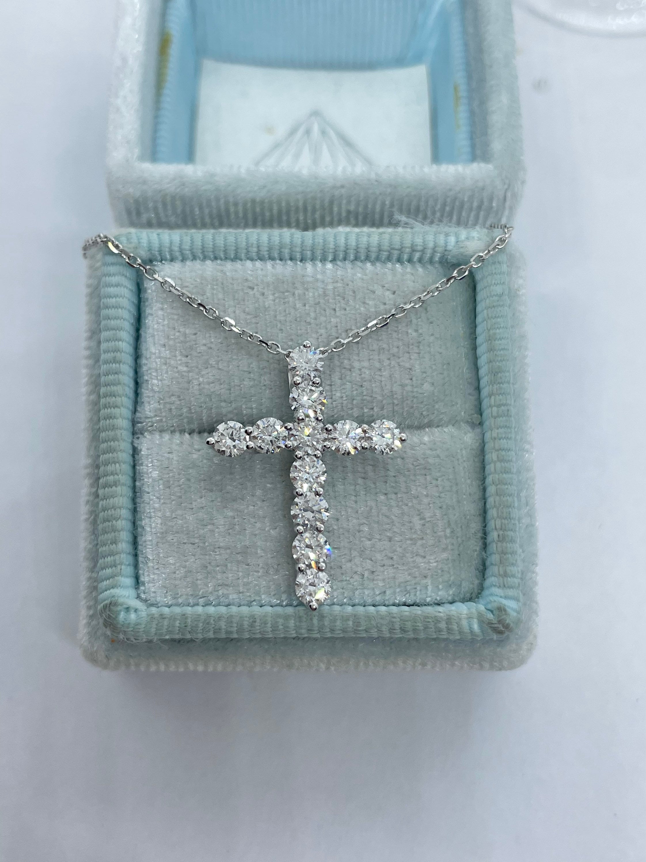 Diamond Cross Necklace Diamond Cross Pendant 18K White Gold ...