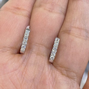 Diamond Huggie Earrings, Diamond Huggie Hoops, Diamond Earrings, 14K Gold Small Diamond Hoop Earrings