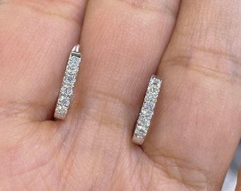 Diamond Huggie Earrings, Diamond Huggie Hoops, Diamond Earrings, 14K Gold Small Diamond Hoop Earrings
