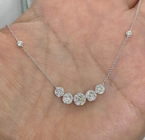 Custom 1 Carat Halo Diamond Necklace in Dallas | Shira Diamonds