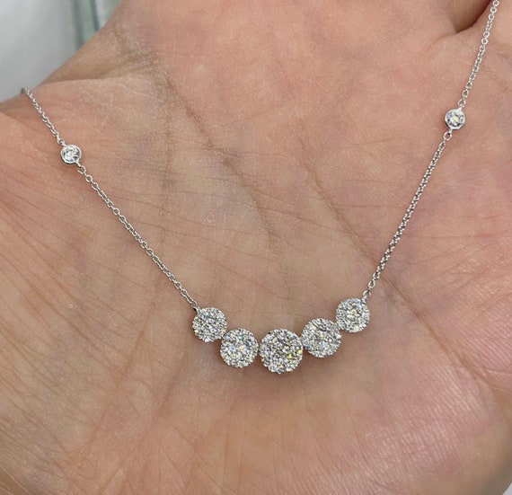 Custom 1 Carat Halo Diamond Necklace in Dallas | Shira Diamonds