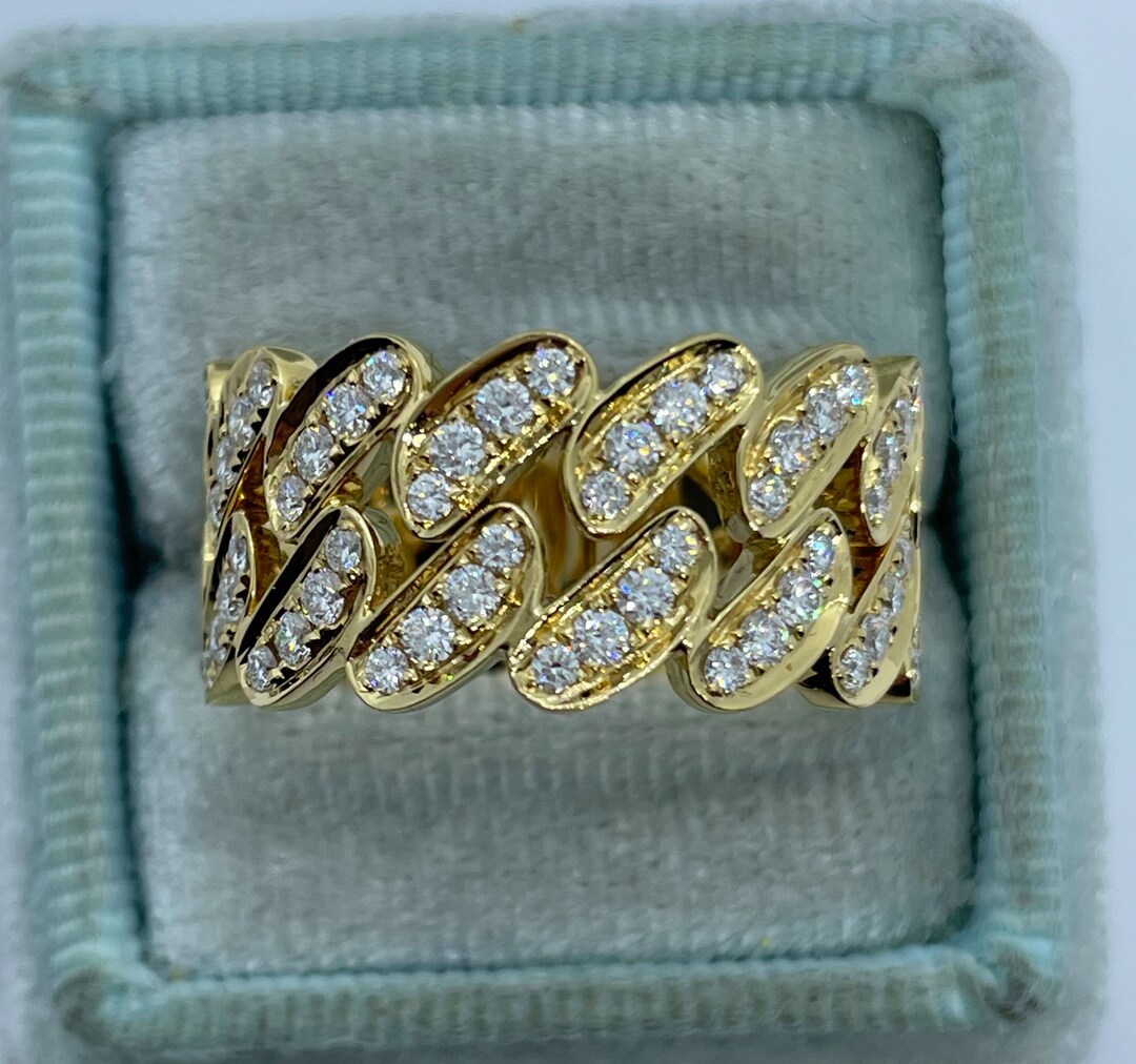 Mens Diamond Ring, Cuban Diamond Ring, Mens Ring, Man Diamond Ring, Men