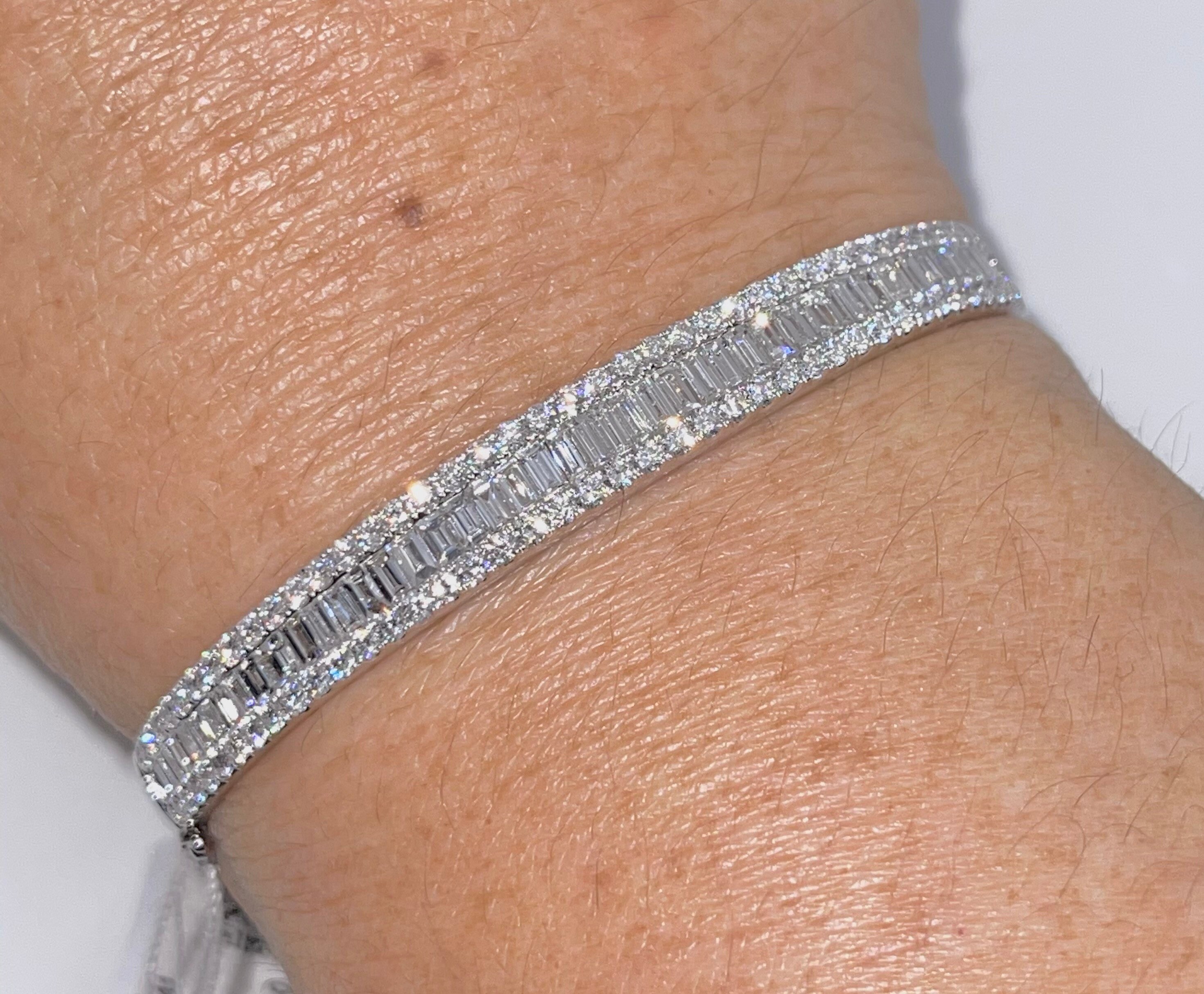 Diamond Bangle Bracelet Baguette 