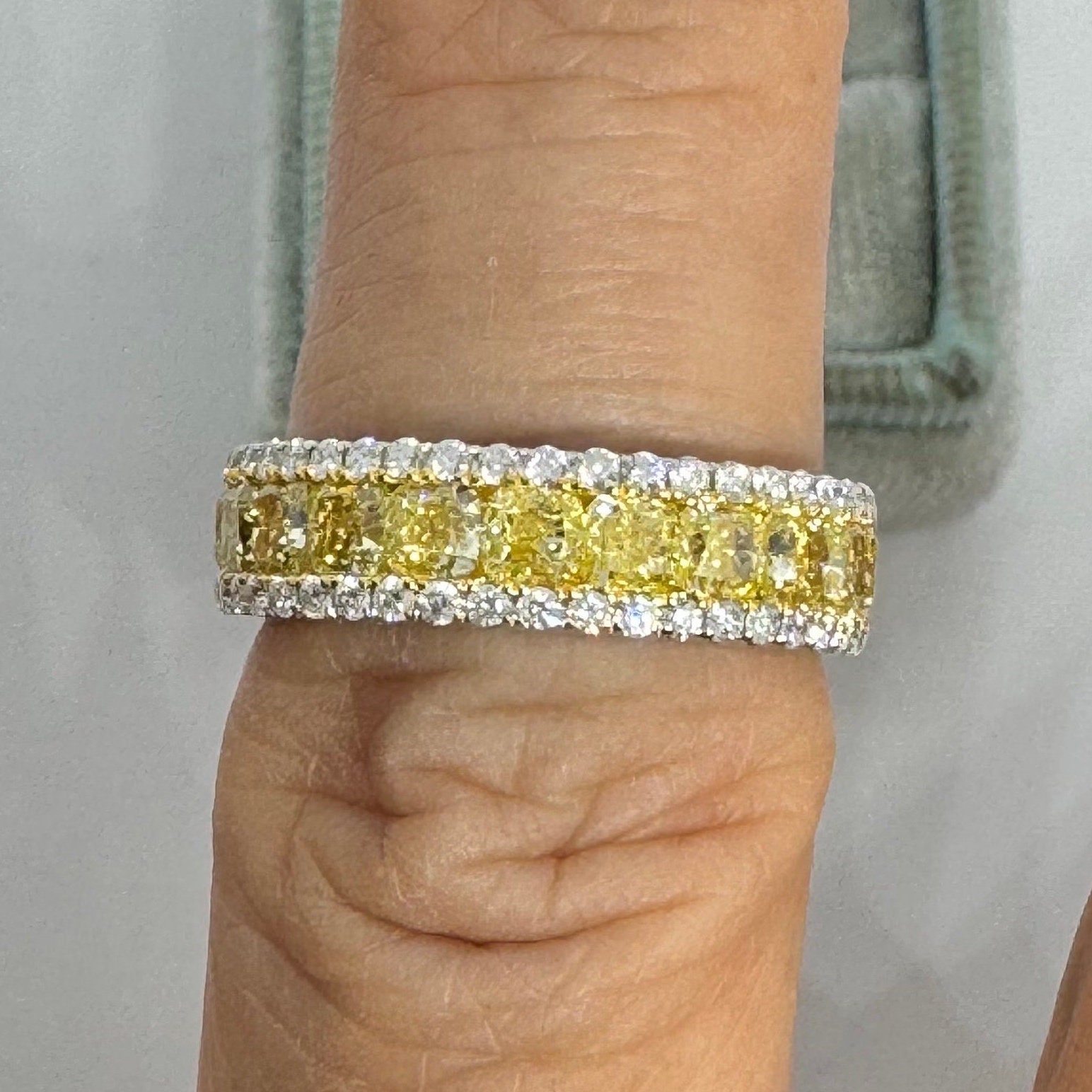 18K White Gold Fancy Yellow Diamond Ring Stackable Band Ring Natural Fancy Yellow Diamond Band Yellow Diamond Wedding Band Etsy