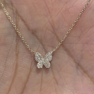 Butterfly Necklace, Butterfly Diamond Necklace, 14K Gold Diamond Butterfly Necklace, Dainty Butterfly Pendant