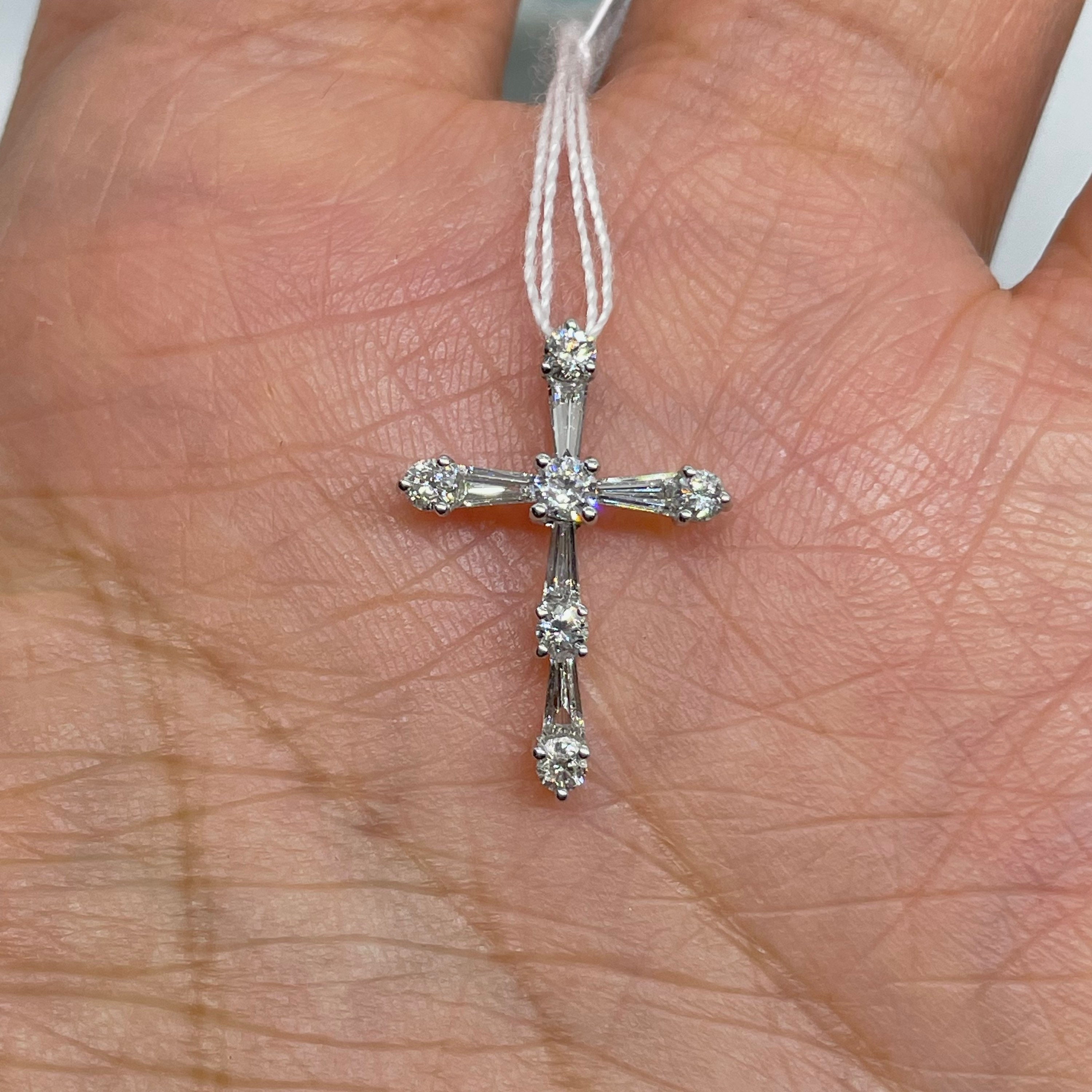 Diamond Cross Pendant, Baguette and Round Diamond Cross Diamond Cross Pendant, Baguette and Round Diamond Cross