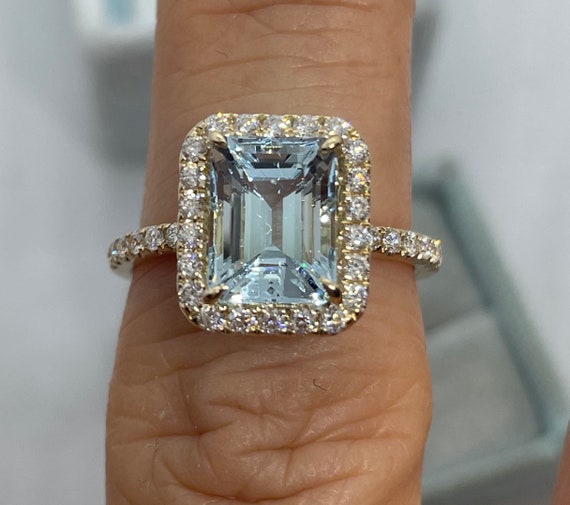 Aquamarine engagement store rings etsy