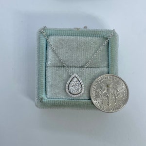Pear Diamond Pendant, 18K White Gold Tear Drop Diamond Necklace, Diamond Solitaire Necklace Adjustable Chain image 6