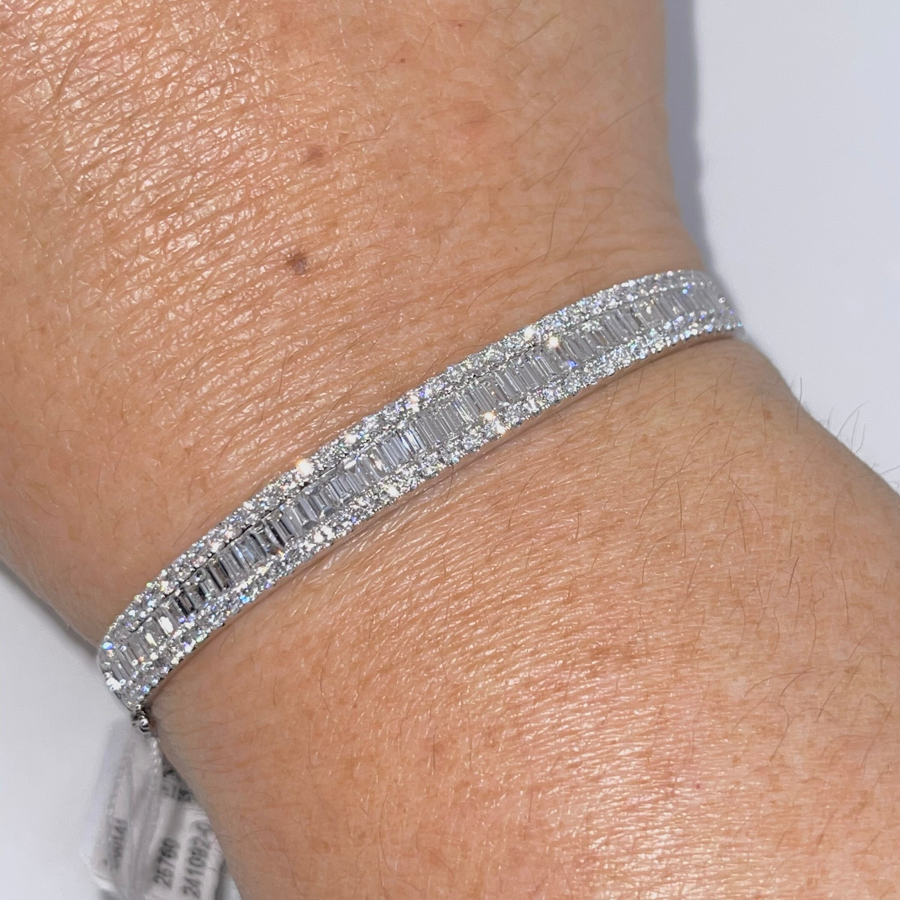 Diamond Bangle Bracelet Baguette Diamond Bracelet 18K White Etsy