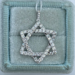 Diamond Star of David, Star of David Pendant, Star of David Medallion, 18K White Gold Diamond Star of David Necklace
