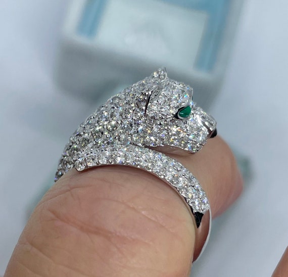 Diamond Panther Ring Panther Diamond Ring 18K White Gold Etsy