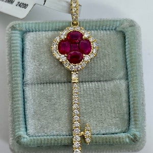 Galaxy Gold 14k Solid Gold Necklace With Ruby Key Pendant - 0.5 Ct, Handcrafted In USA