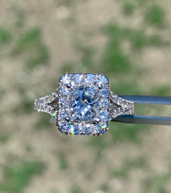Split shank halo princess cut engagement rings clearance