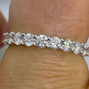 Diamond Anniversary Band, Round Diamond Band, 18K White Gold Diamond Band Ring 0.96 Carats Natural Diamonds Good Quality
