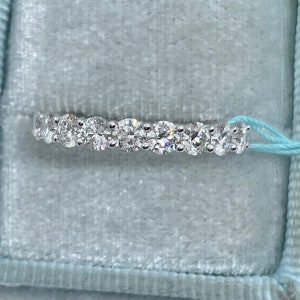 9 Diamond Anniversary Band, Round Diamond Band, 18K White Gold Diamond Band Ring 1.13 Carats