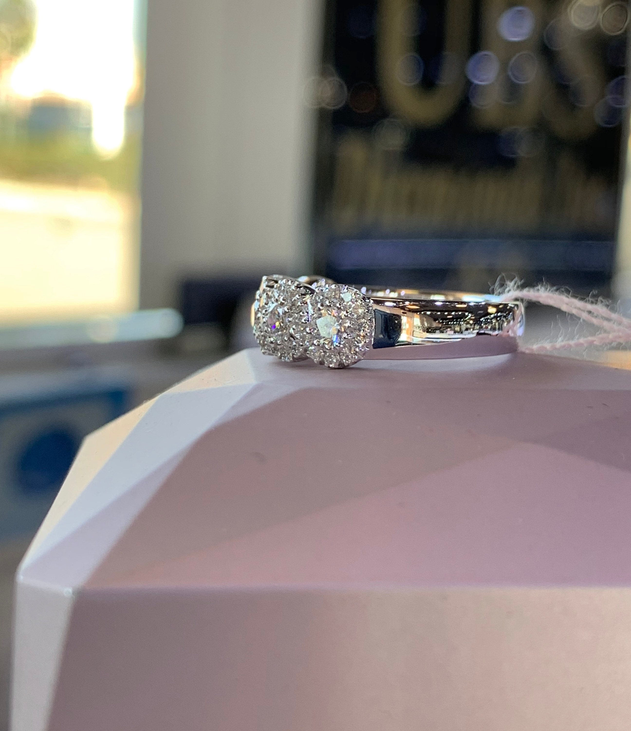 Diamond Anniversary Band 5 Diamond Ring White Gold Round Halo