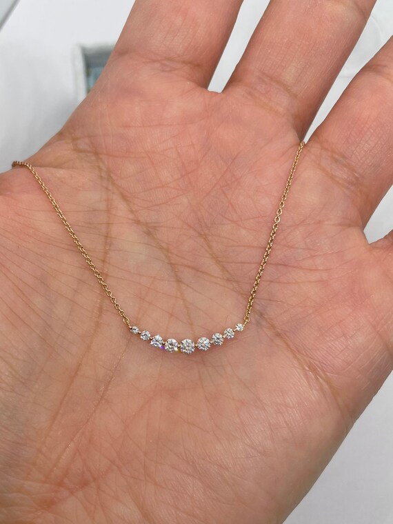 Diamond Bar Necklace Floating Diamond 