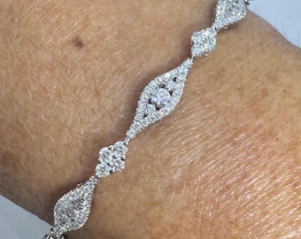 Diamond Tennis Bracelet, Diamond Bracelet 3.13 Carats Natural Diamonds White Gold, Diamond Bracelet Brilliant Cut 18K White Gold