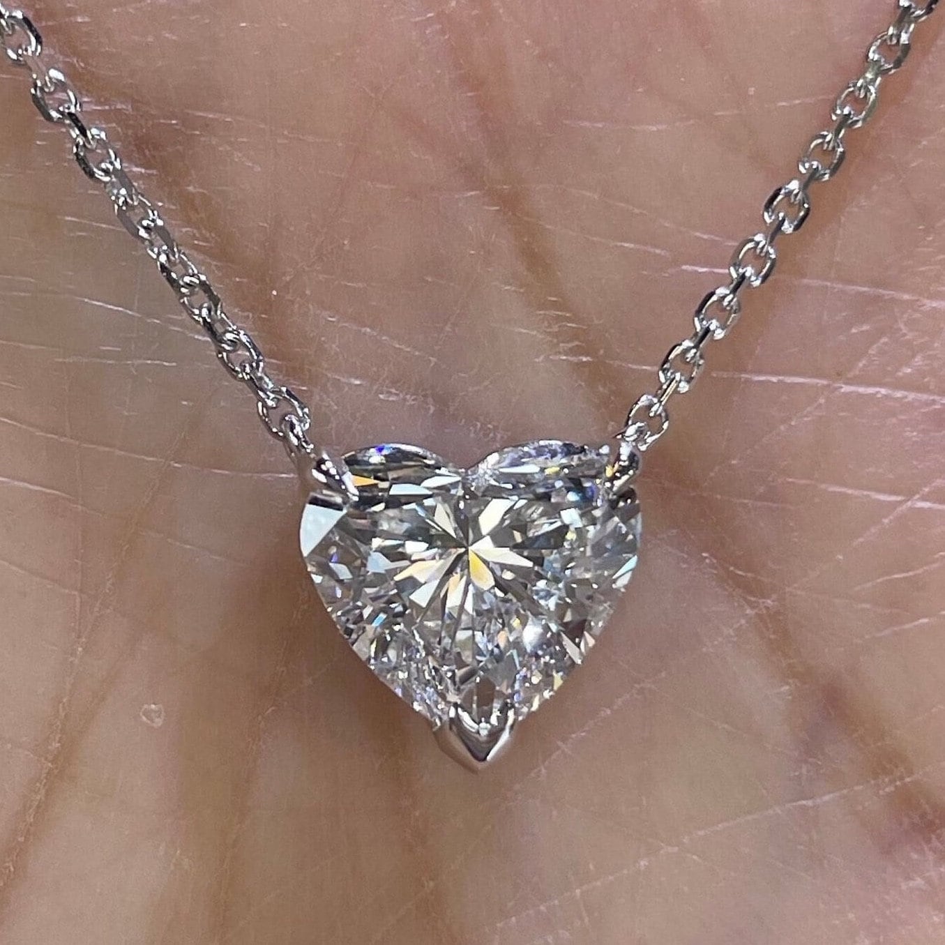 Heart Solitaire Necklace, Diamond Heart Necklace, Anniversary Gift