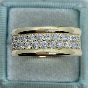 Man Diamond Ring, Men Diamond Wedding Band, 14K Yellow Gold Men's Diamond Wedding Band, Solid Gold Mens Diamond Ring