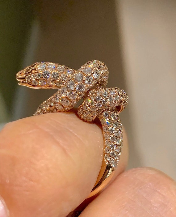 Diamond Snake Ring Snake Ring Rose Gold Genuine Diamond Snake