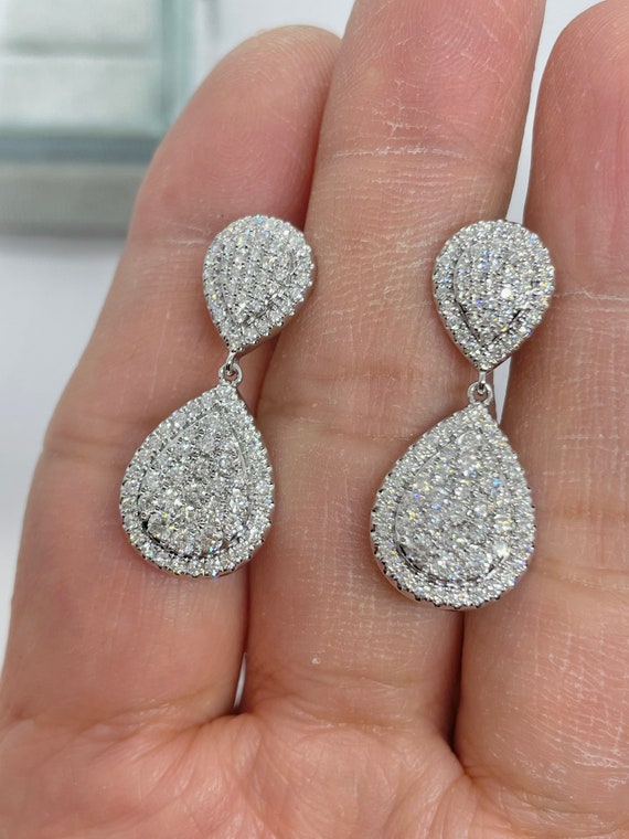 Flora Blossom Drop Earrings, White Gold and Diamonds