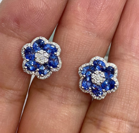 Genuine sapphire earrings on sale studs