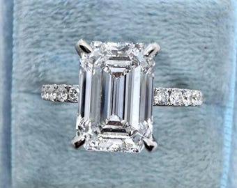 Gorgeous Emerald Cut Diamond Ring, Emerald Cut Engagement Ring, Lab Grown Diamond Wedding Ring Promise Ring 18K