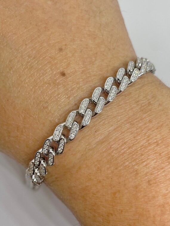 White gold diamond cuban bracelet sale