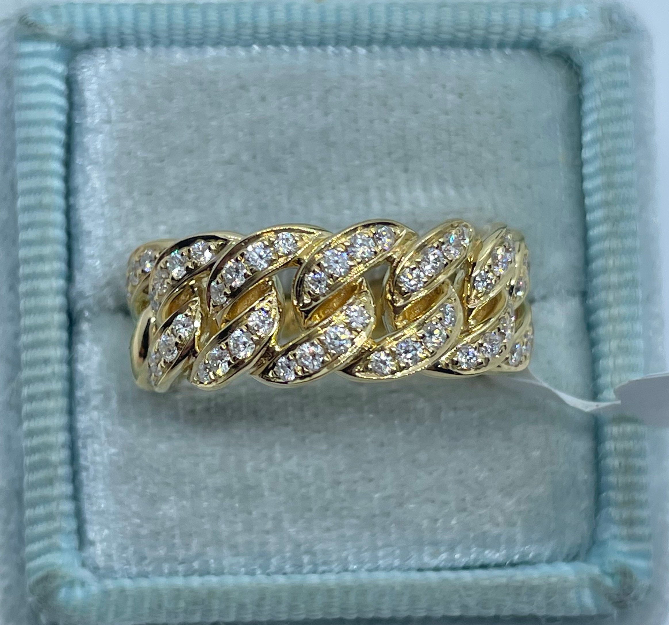 Buy 14k Miami Cuban Link Ring. 9mm Diamond Cuban Mens Band. Mens Rings.  Anniversary Gift. Online in India - Etsy