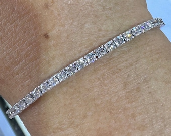 Diamond Tennis Bracelet, Lab Grown Diamond Bracelet 3.7 Carats White Gold, Diamond Bracelet Brilliant Cut 14K White Gold