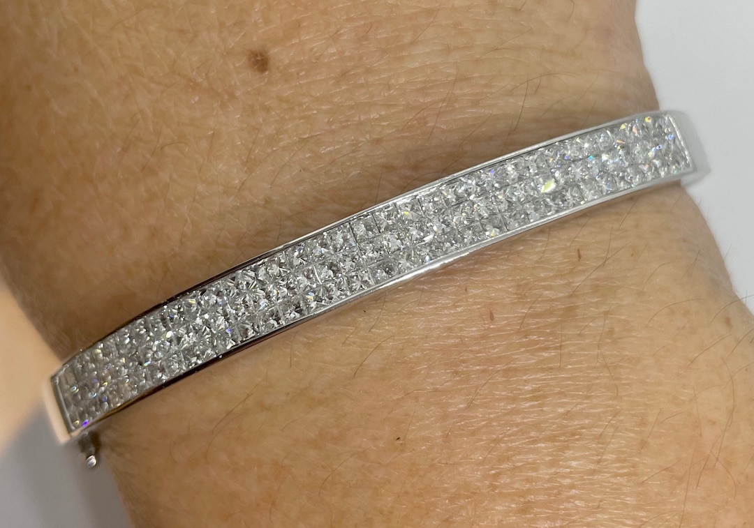 Buy Diamond Bangle Bracelet, Princess Cut Bangle Diamond Bracelet, 18K  White Gold Diamond Bangle Carats Natural Diamond Bracelet Online in  India