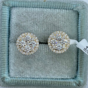Gorgeous Diamond Stud Earrings, Round Diamond Stud, 14K Yellow Gold Round Diamond Earrings Genuine Diamond Studs