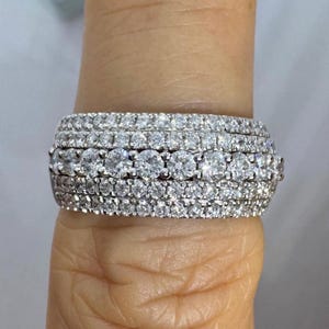 Diamond Anniversary Band, Genuine Diamond Wedding Band Ring, Round Diamond Band 18K White Gold