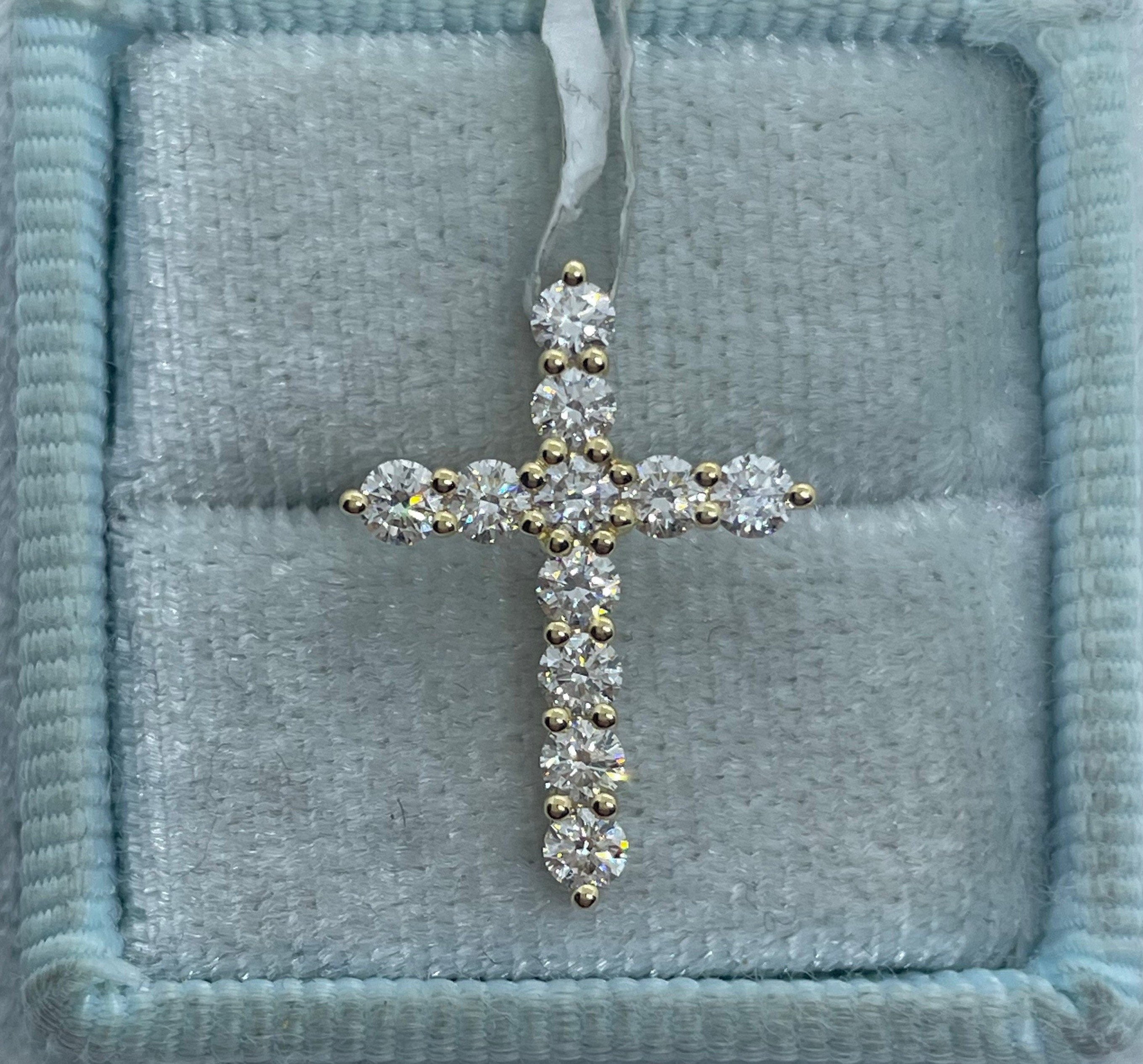 Yellow gold 2024 diamond cross necklace